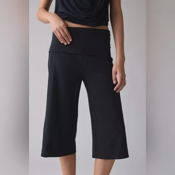New Out From Under Bec Cropped Gaucho Pant Black Wide-Leg Cropped Pants Women S - Picture 2 of 4
